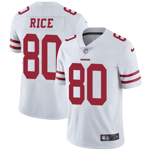 Nike 49ers #80 Jerry Rice White Youth Stitched NFL Vapor Untouchable Limited Jersey - Click Image to Close